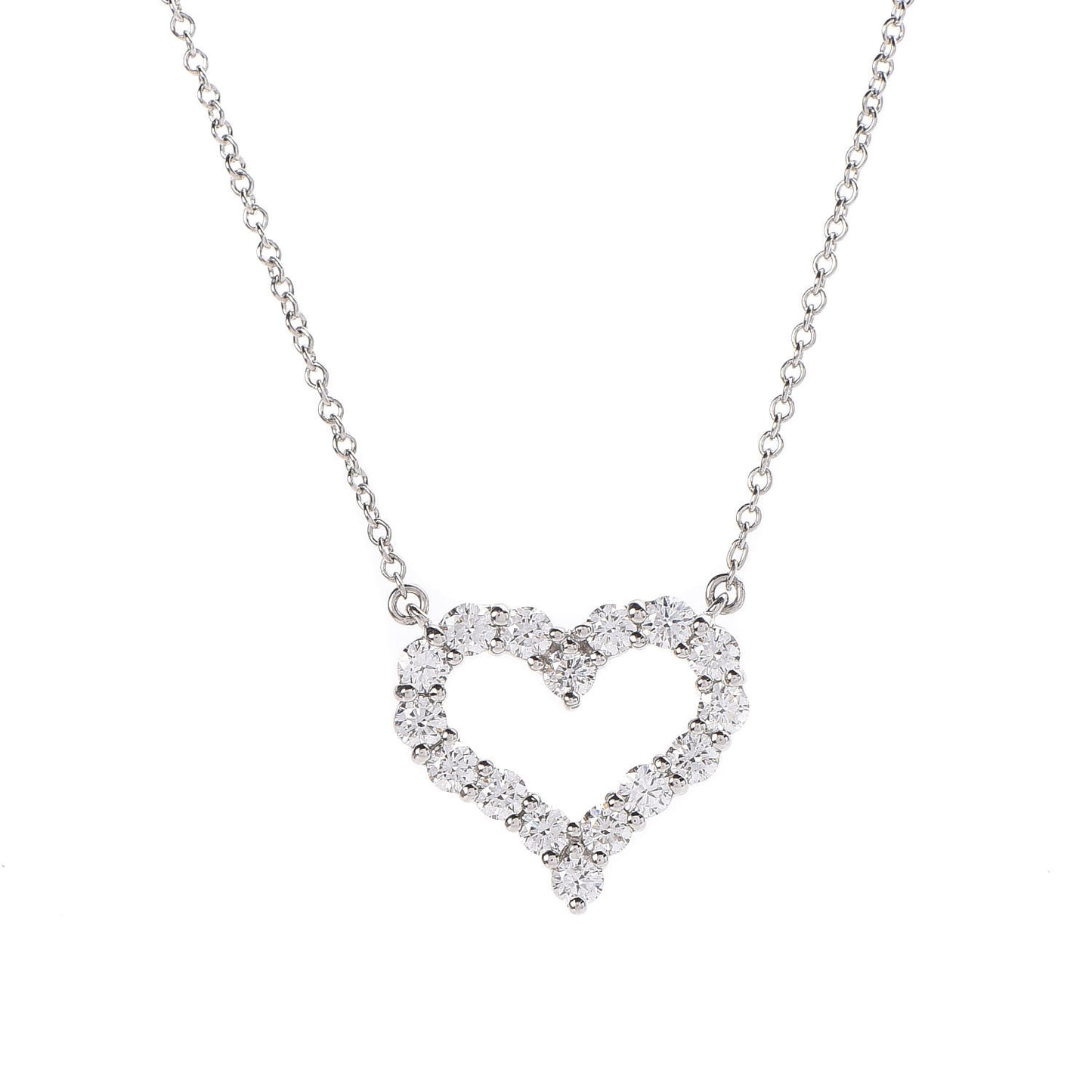 Platinum Diamond Small Heart Pendant Necklace