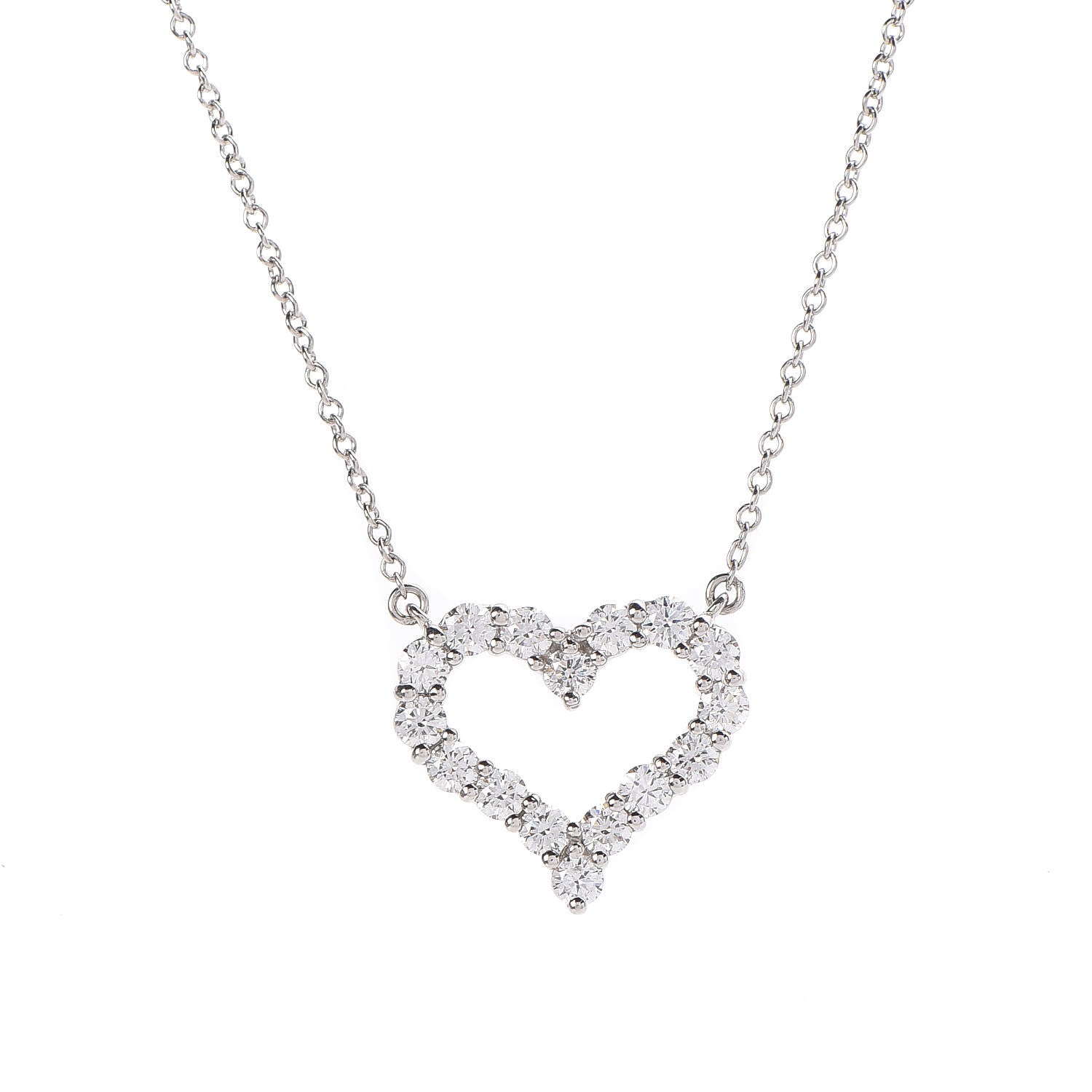 Tiffany Platinum Diamond Small Heart Pendant Necklace 1 of 6