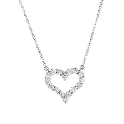 Tiffany Platinum Diamond Small Heart Pendant Necklace 1 of 6