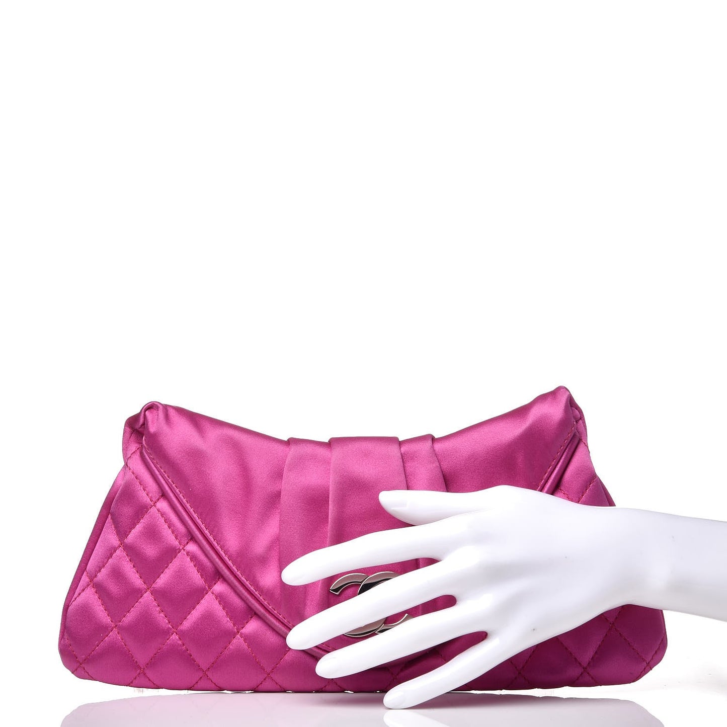 Satin Quilted Flap Clutch Fuchsia
