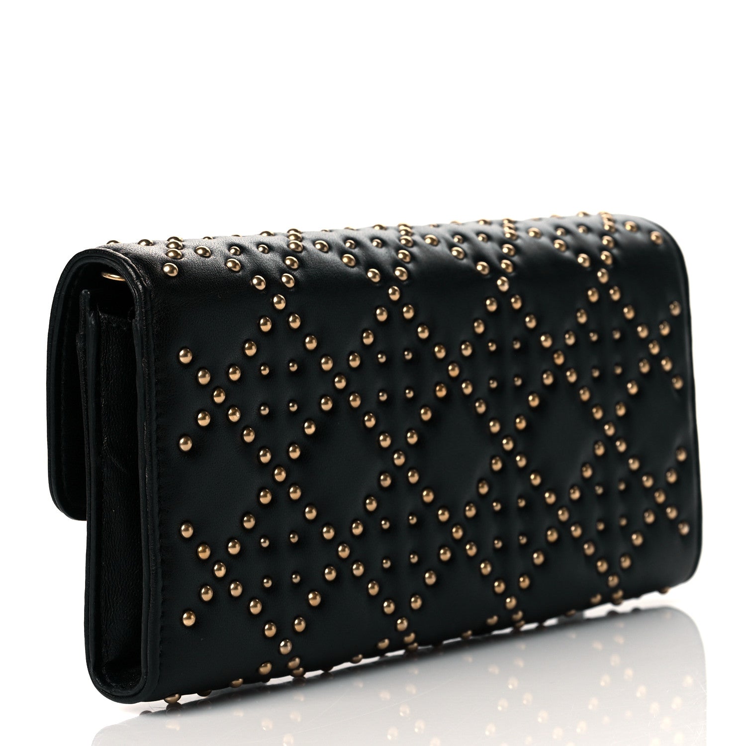 Christian Dior Lambskin Cannage Studded Dioraddict Wallet on Chain Black 3 of 13