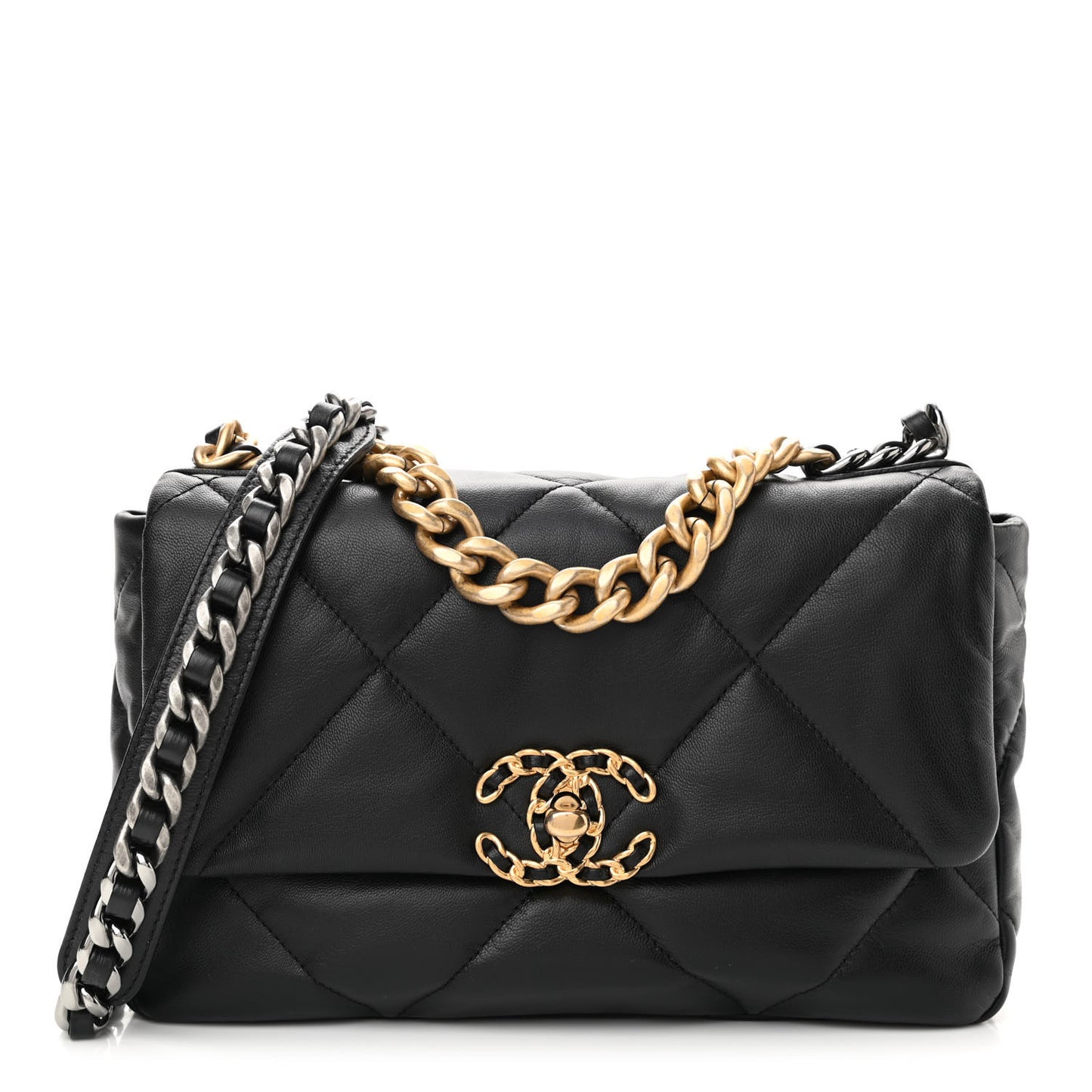 Goatskin Quilted Medium Chanel 19 Flap Black