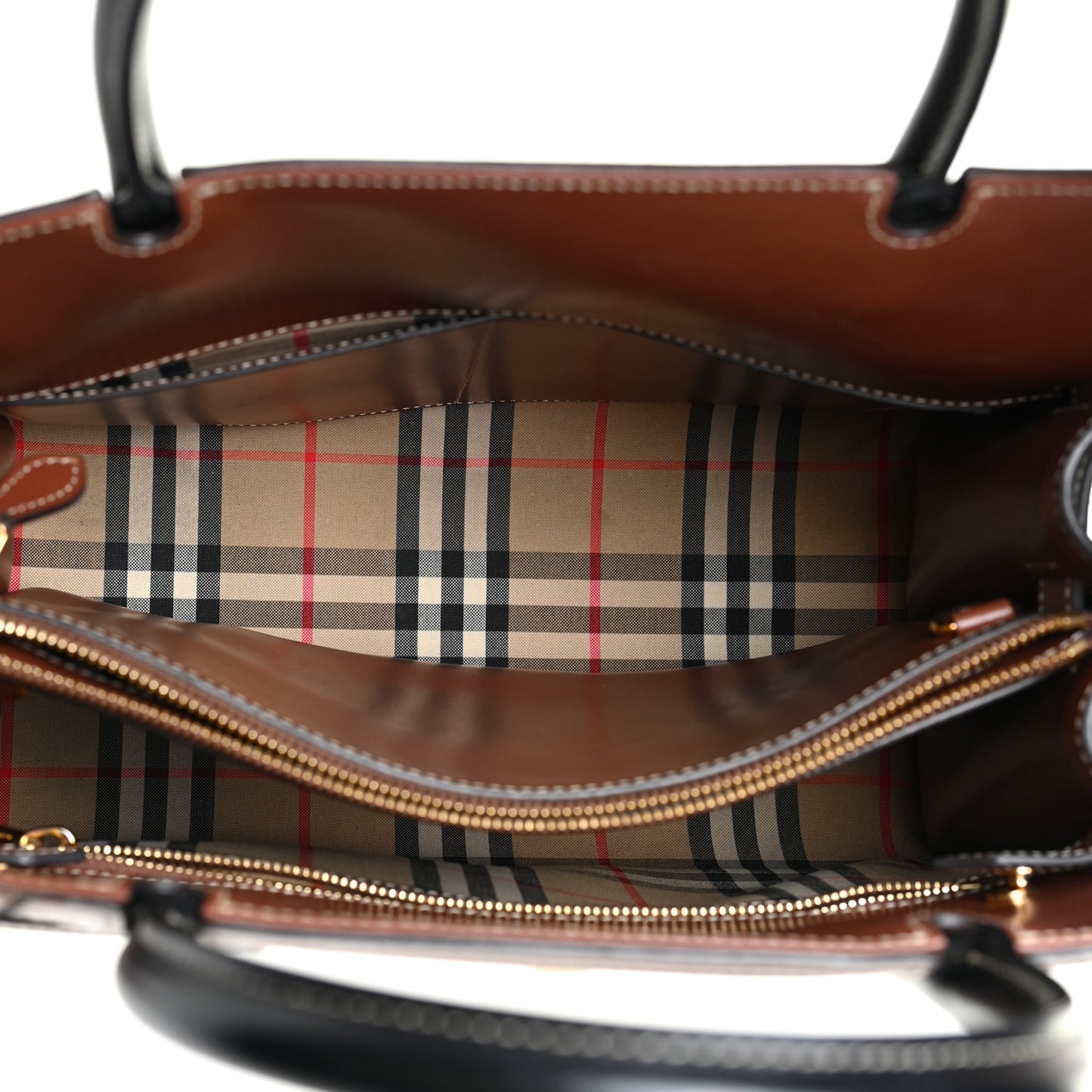 Calfskin Vintage Check Small Two Handle Title Bag Black