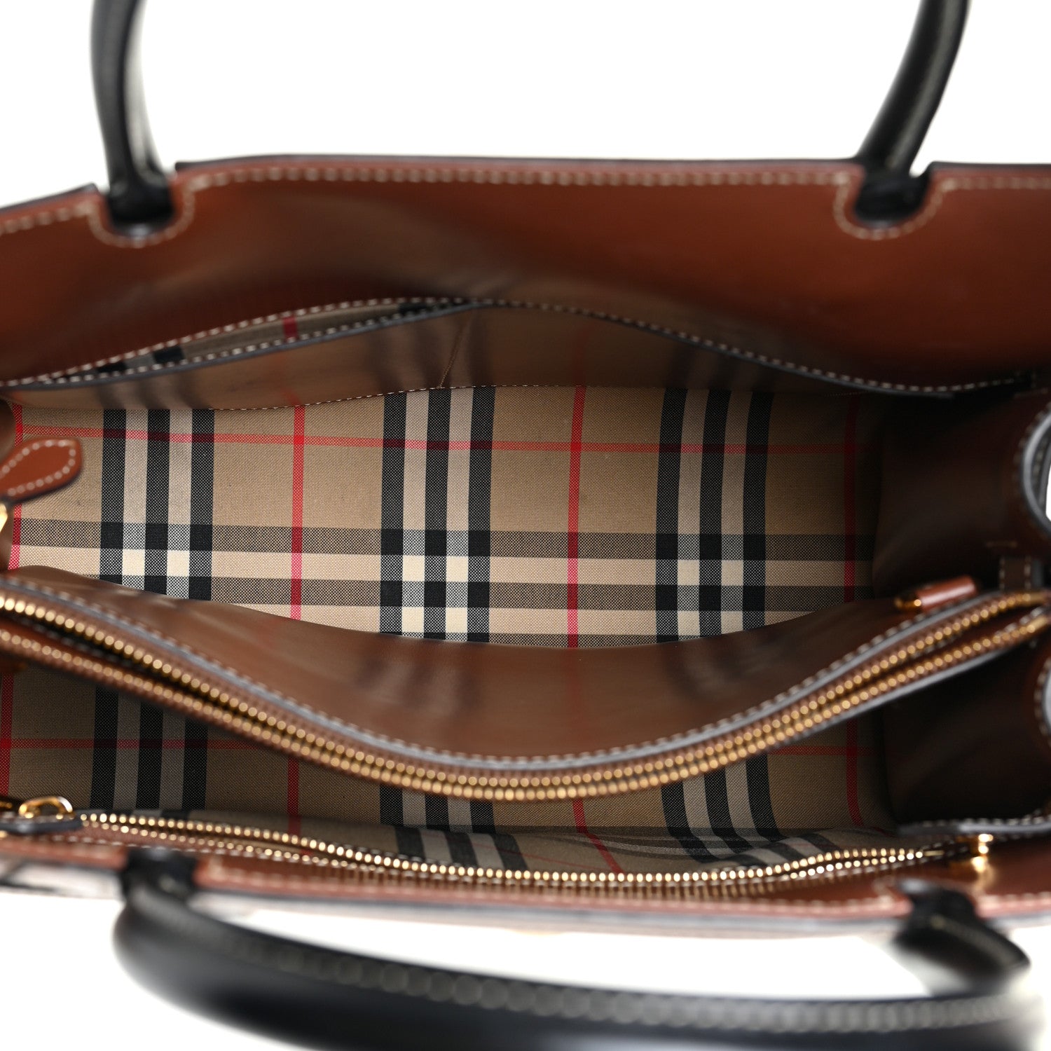 Burberry Calfskin Vintage Check Small Two Handle Title Bag Black 6 of 19