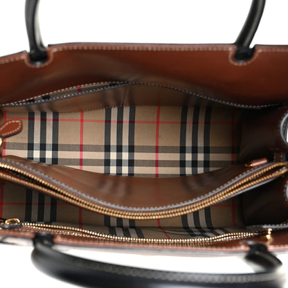 Burberry Calfskin Vintage Check Small Two Handle Title Bag Black 6 of 19