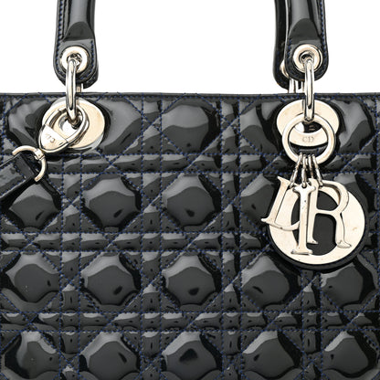 Christian Dior Patent Cannage Large Lady Dior Navy Blue 8 of 12