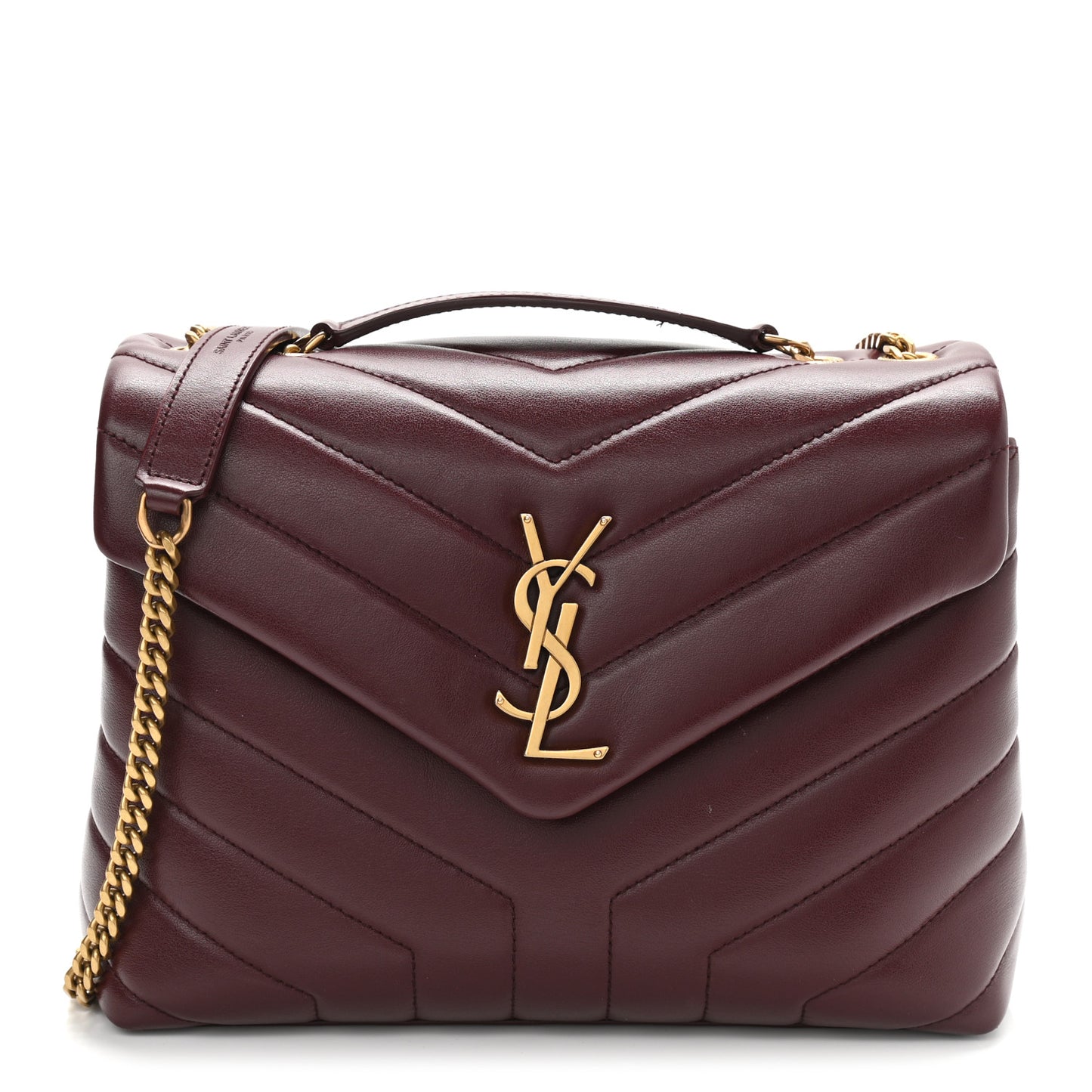 Calfskin Y Quilted Monogram Small Loulou Chain Satchel Dark Legion Red