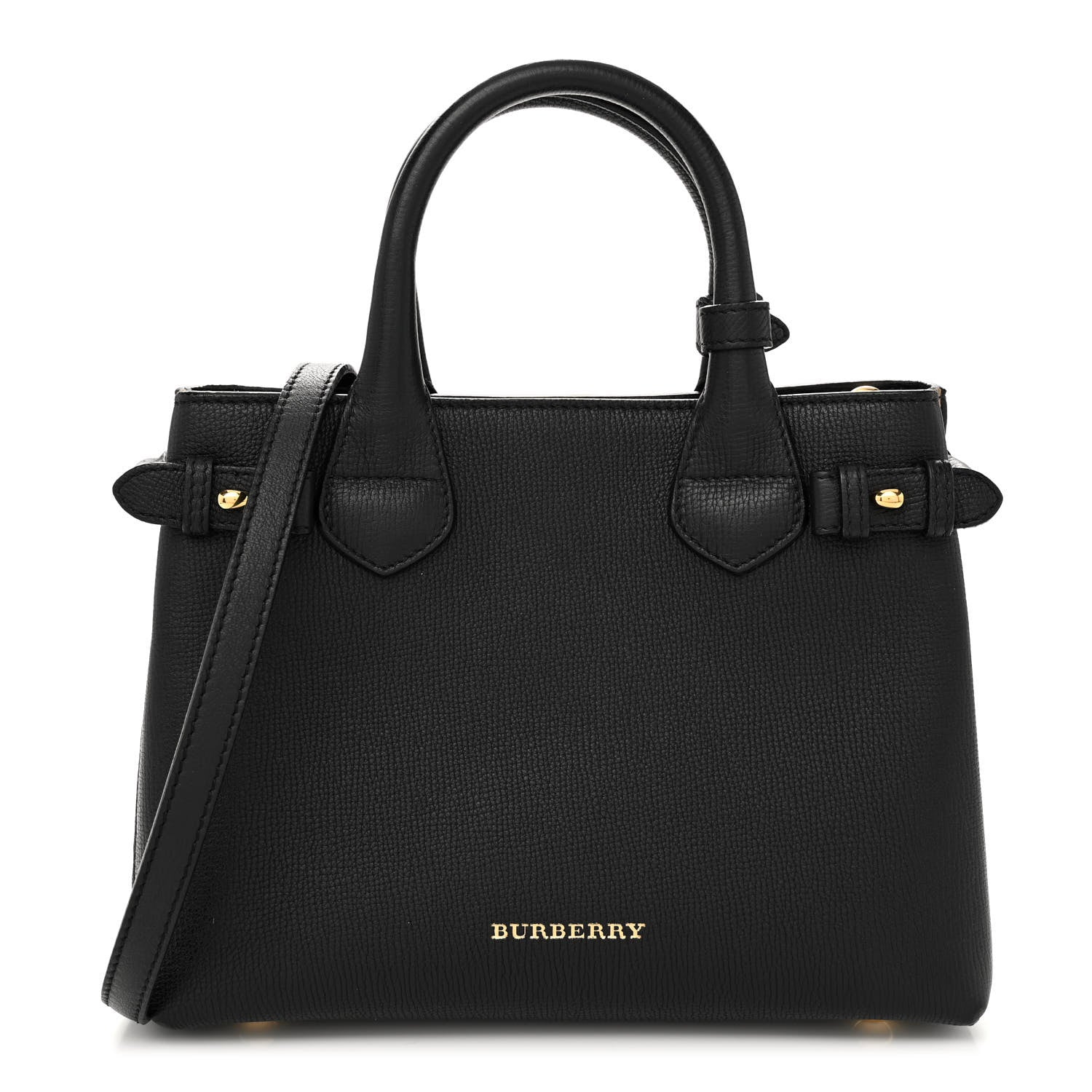 Burberry Derby Calfskin House Check Small Banner Tote Black 1 of 14
