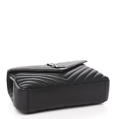 Saint Laurent Sheepskin Matelasse Chevron Monogram Medium College Bag Black 3 of 11