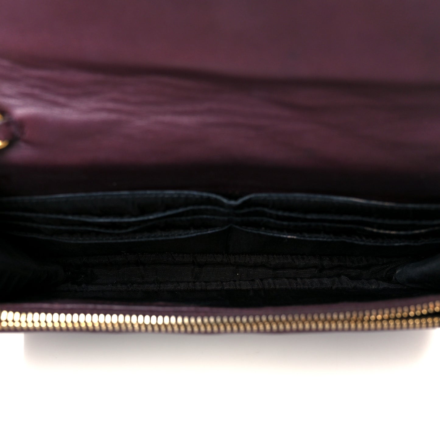 Calfskin Matelasse Chevron Monogram Envelope Chain Wallet Rouge Legion
