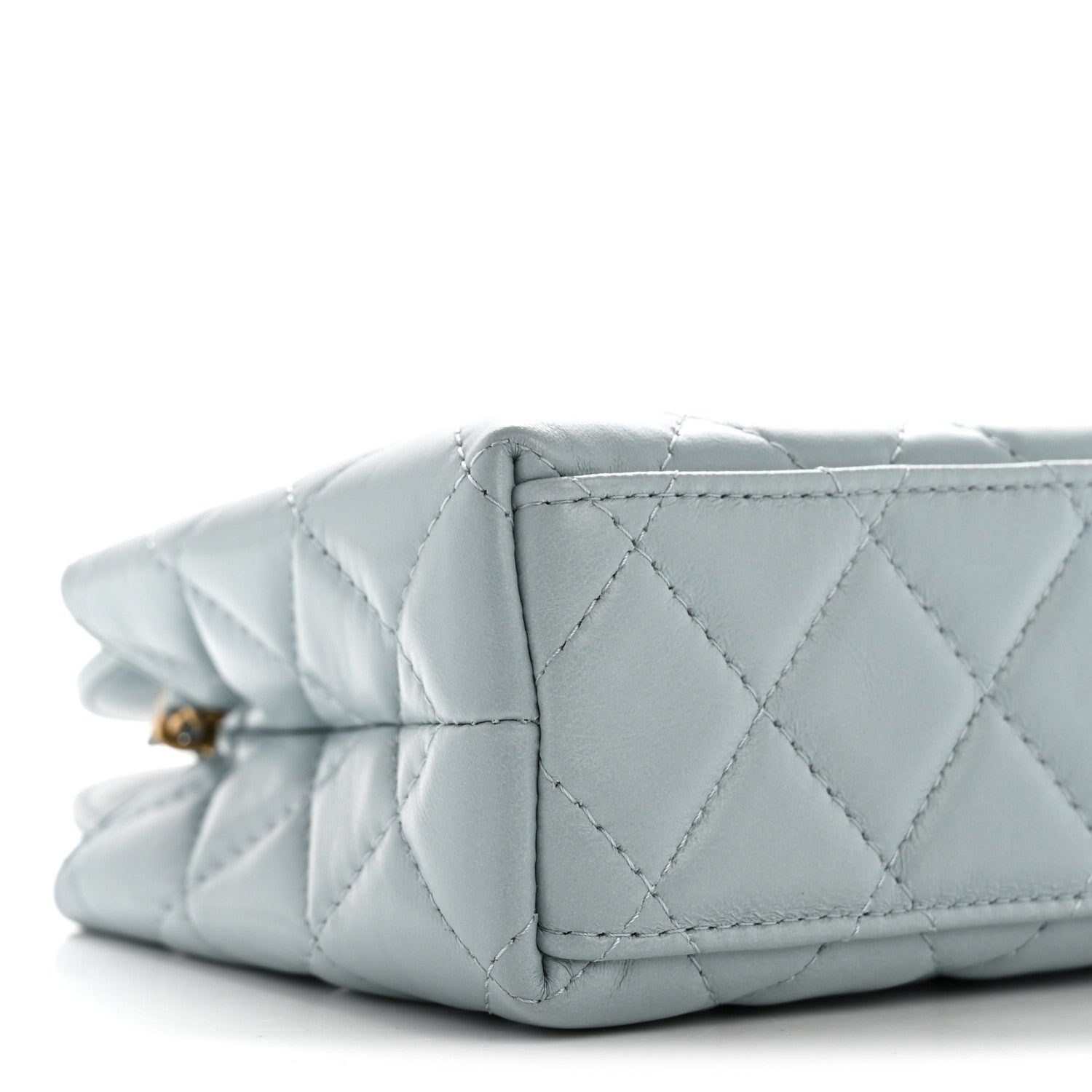 Chanel Shiny Aged Calfskin Quilted Nano Kelly Shopper Light Blue 9 of 11