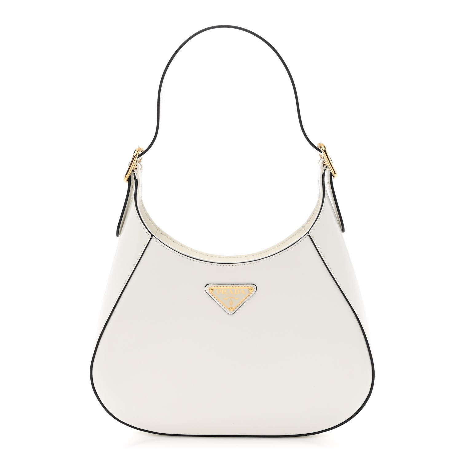 Prada Box Calfskin Shoulder Bag White Black 1 of 10