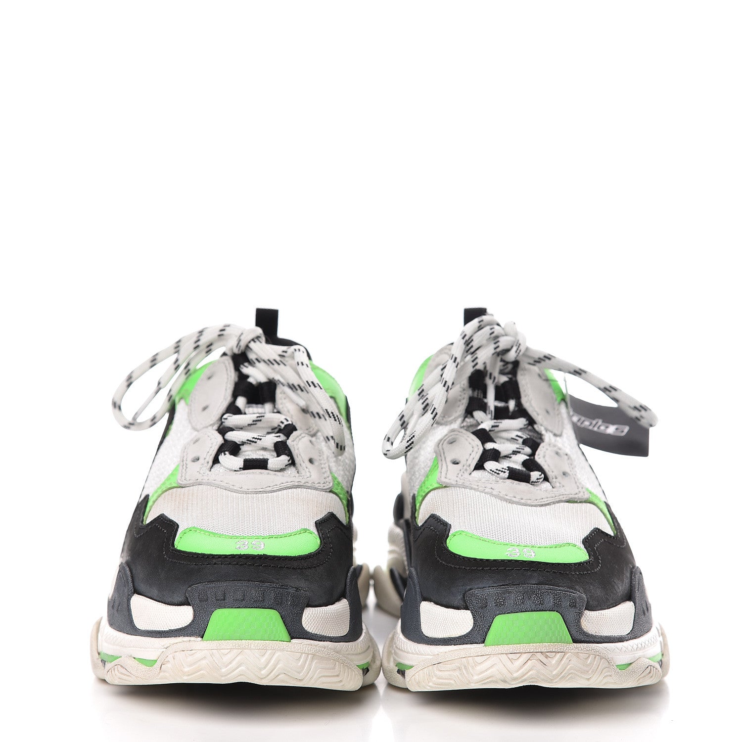 Balenciaga Fabric Mesh Womens Triple S Sneakers 39 White Green Fluo Black 2 of 9