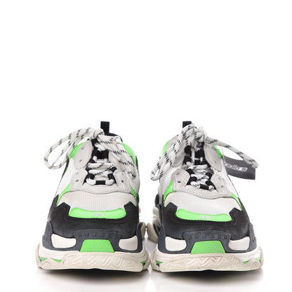 Balenciaga Fabric Mesh Womens Triple S Sneakers 39 White Green Fluo Black 2 of 9