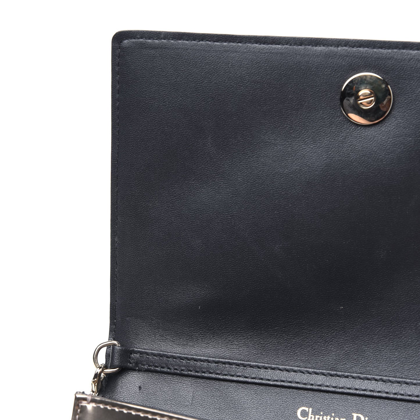 Metallic Patent Micro-Cannage Diorama Wallet on Chain Pouch Gold