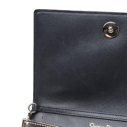 Christian Dior Metallic Patent Micro-Cannage Diorama Wallet on Chain Pouch Gold 14 of 20