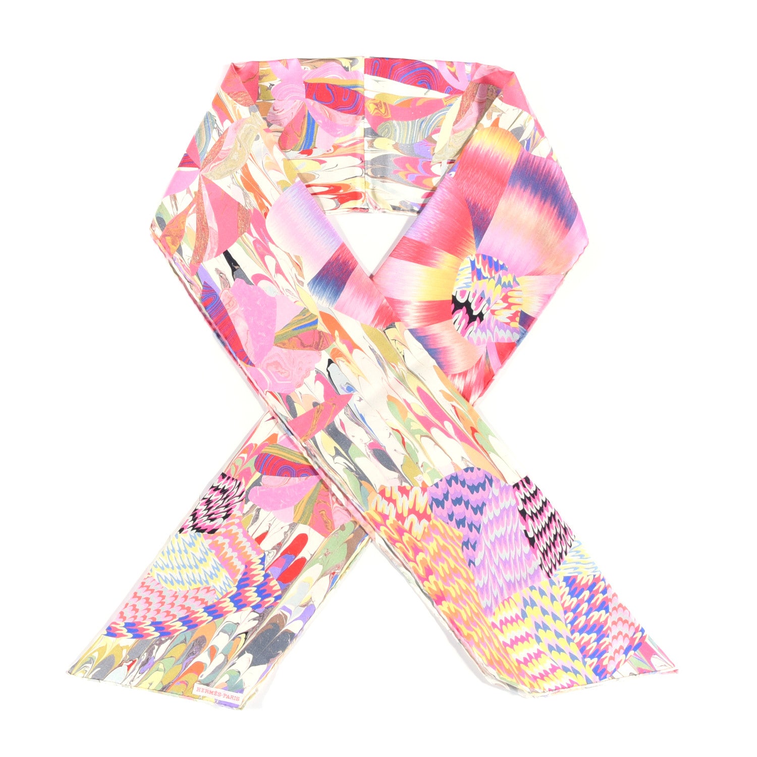 Hermes Silk Marble Muffler Rose Vert Violet 1 of 3