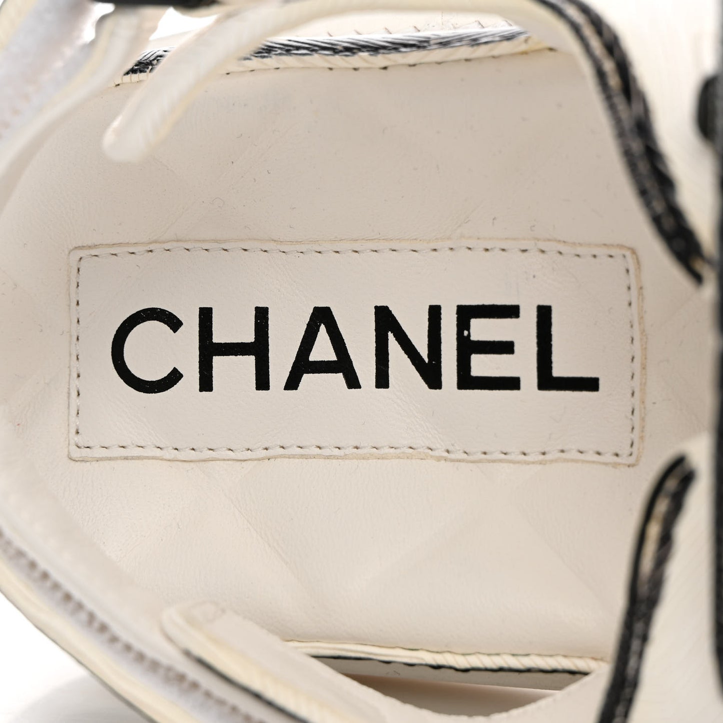 Calfskin Printed Velcro Dad Sandals 38 White Black