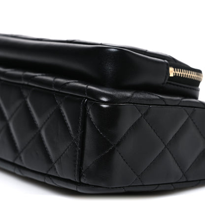 Chanel Shiny Crumpled Lambskin Quilted Small Preppy Pocket Clutch With Chain Black 10 of 11