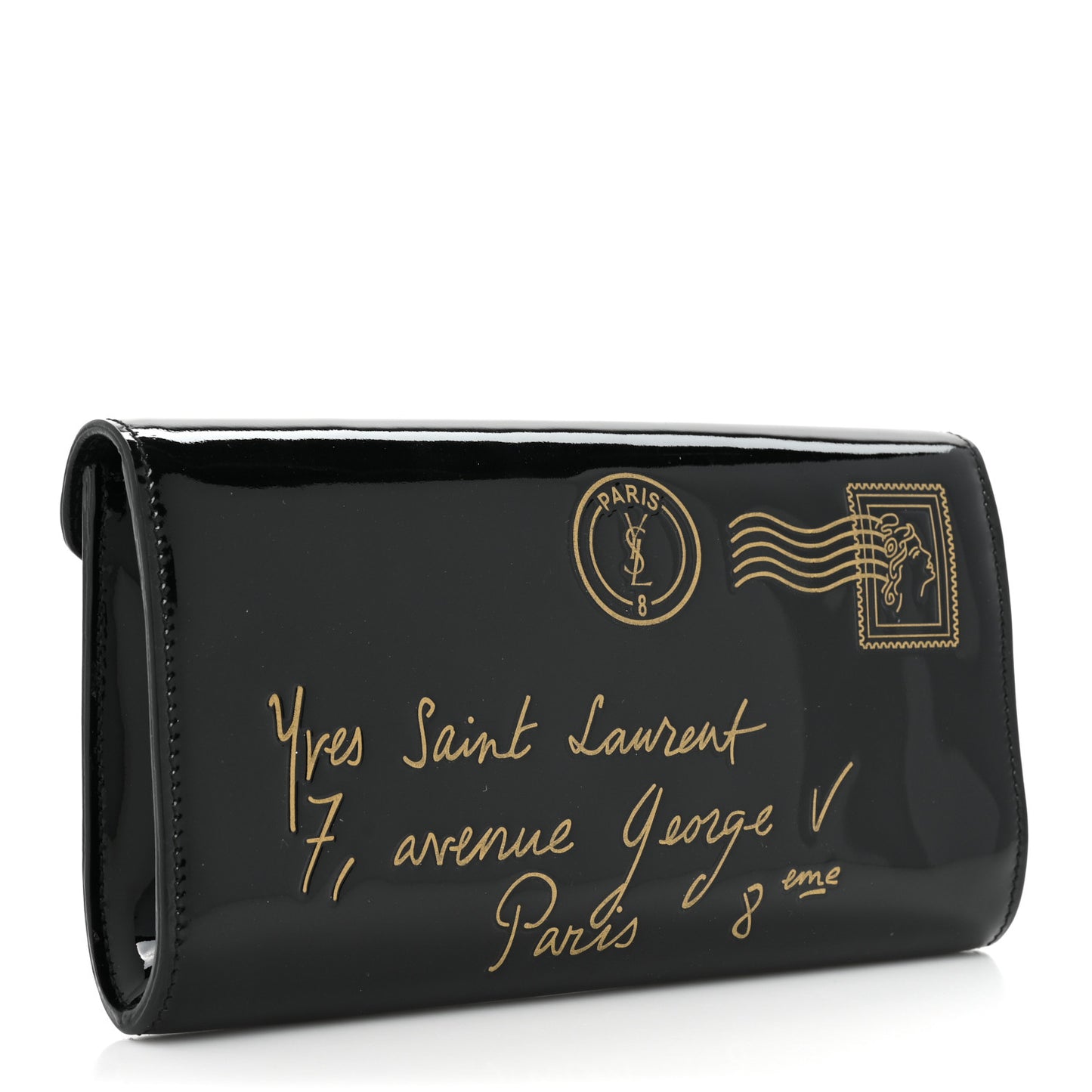 Patent Y-Mail Clutch Black
