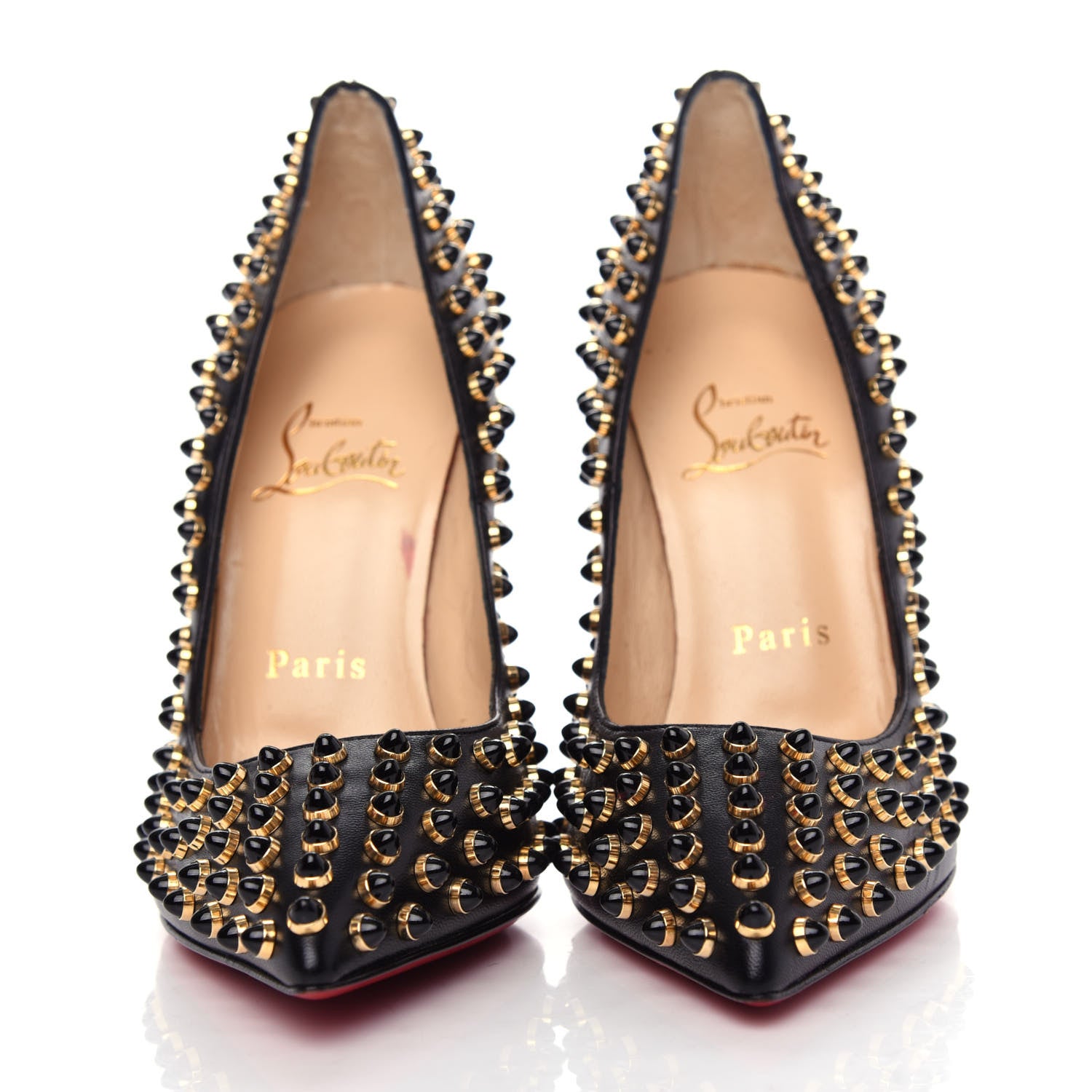 Christian Louboutin Kid Specchio Follies Cabo 120 Pumps 36.5 Black Gold 2 of 9