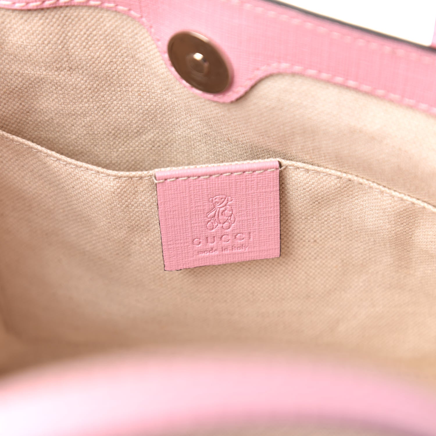 Gucci GG Supreme Monogram Striped Childrens Tote Beige Ebony Pink 8 of 10