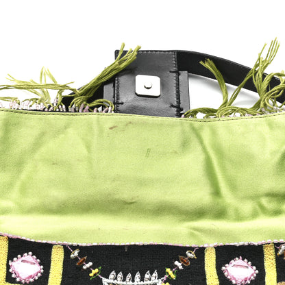 Fendi Satin Beaded Baguette Black Multicolor 11 of 11