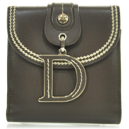 Christian Dior Leather Detective Charm Wallet Brown 1 of 7