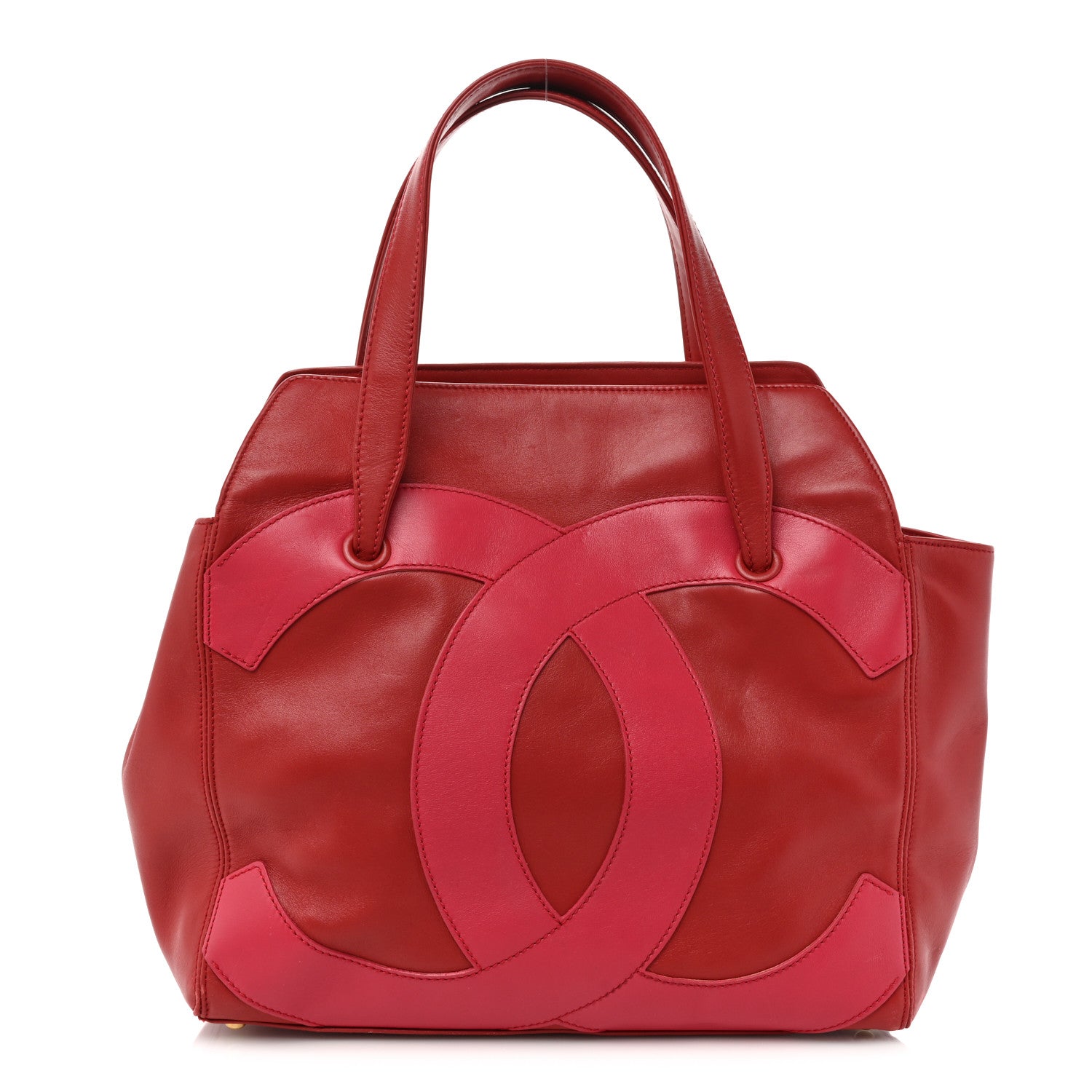 Chanel Calfskin CC Stitched Tote Red 1 of 20