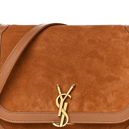 Saint Laurent Suede Smooth Calfskin Monogram Medium Solferino Soft Satchel Cinnamon 9 of 11