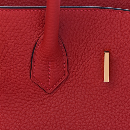 Hermes Taurillon Clemence Horseshoe Birkin 35 Rouge Casaque Black 33 of 40