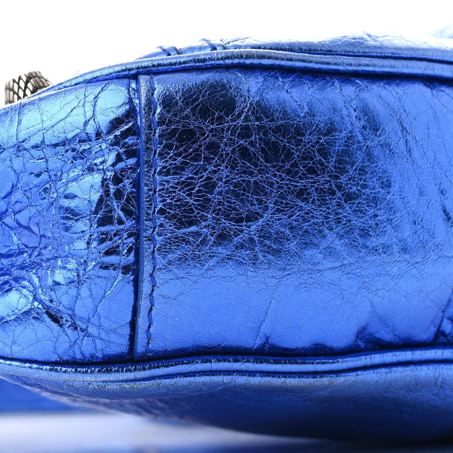 Metallic Arena Agneau Le Cagole Shoulder Bag XS Blue