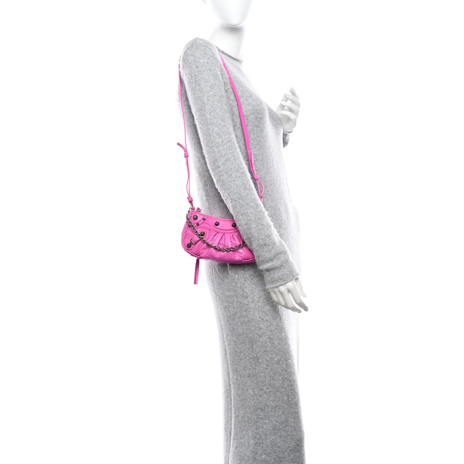Balenciaga Agneau Arena Le Cagole Mini Purse With Chain Lipstick Pink 2 of 11