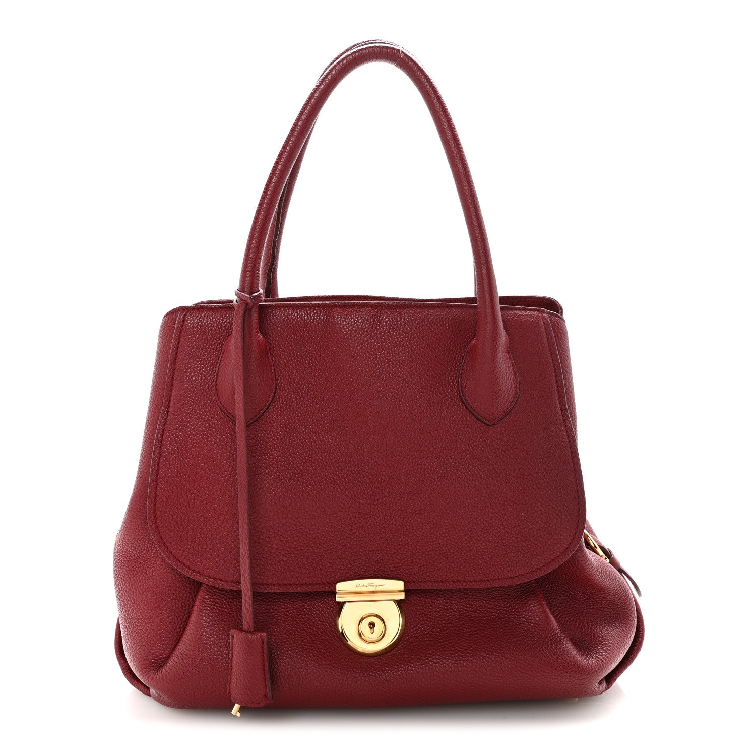 Salvatore Ferragamo Pebbled Calfskin East West Fiamma Bag Red 1 of 15