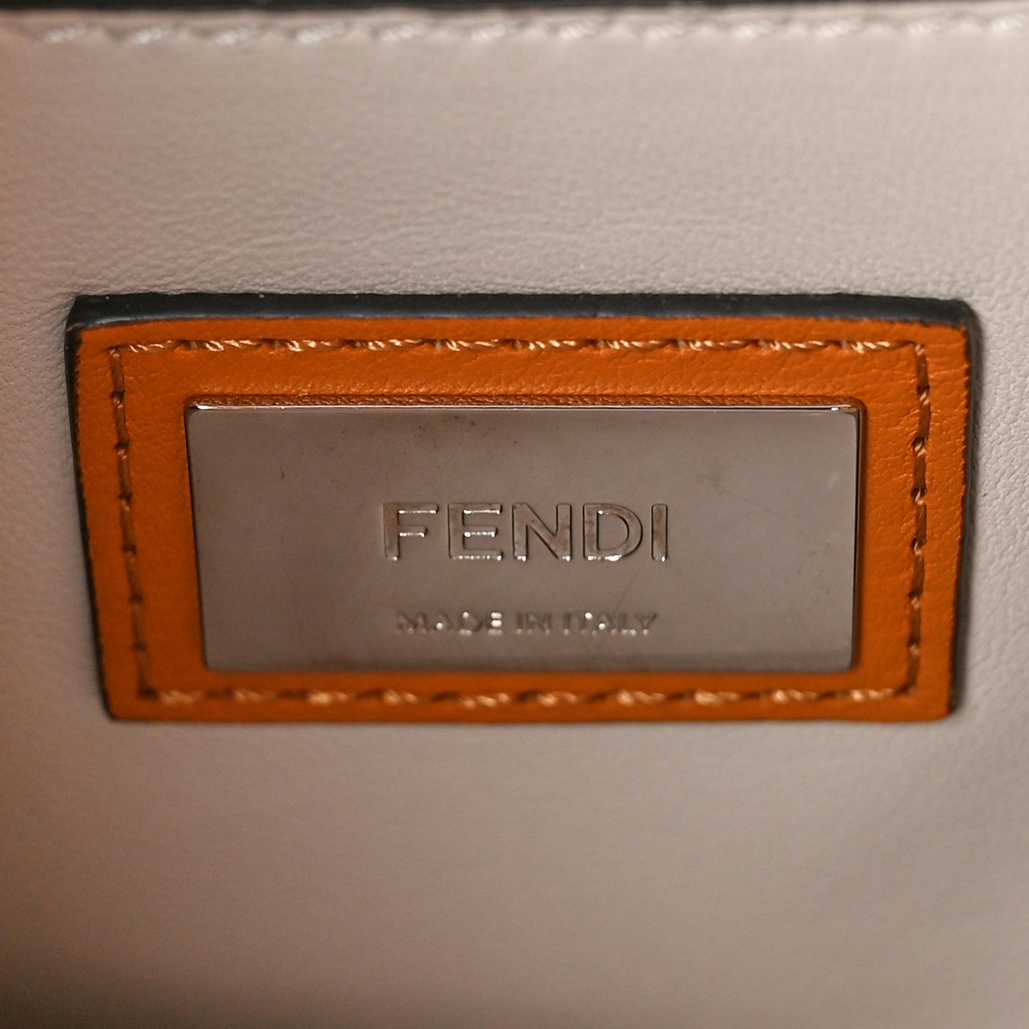 Fendi Vitello Seta Shiny Nappa Plexiglass Granite Medium Peekaboo Iconic Satchel Ginger Latte 6 of 9