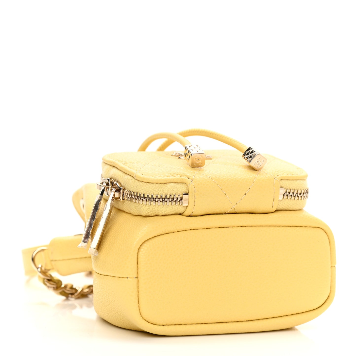 Caviar Quilted Mini CC Pocket Bucket Bag Yellow