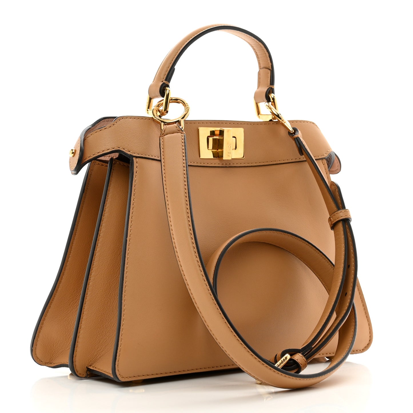 Vitello Seta Nappa Bi-Color Small Peekaboo I SEE U Satchel Miele Scuro Light Rose Ghianda