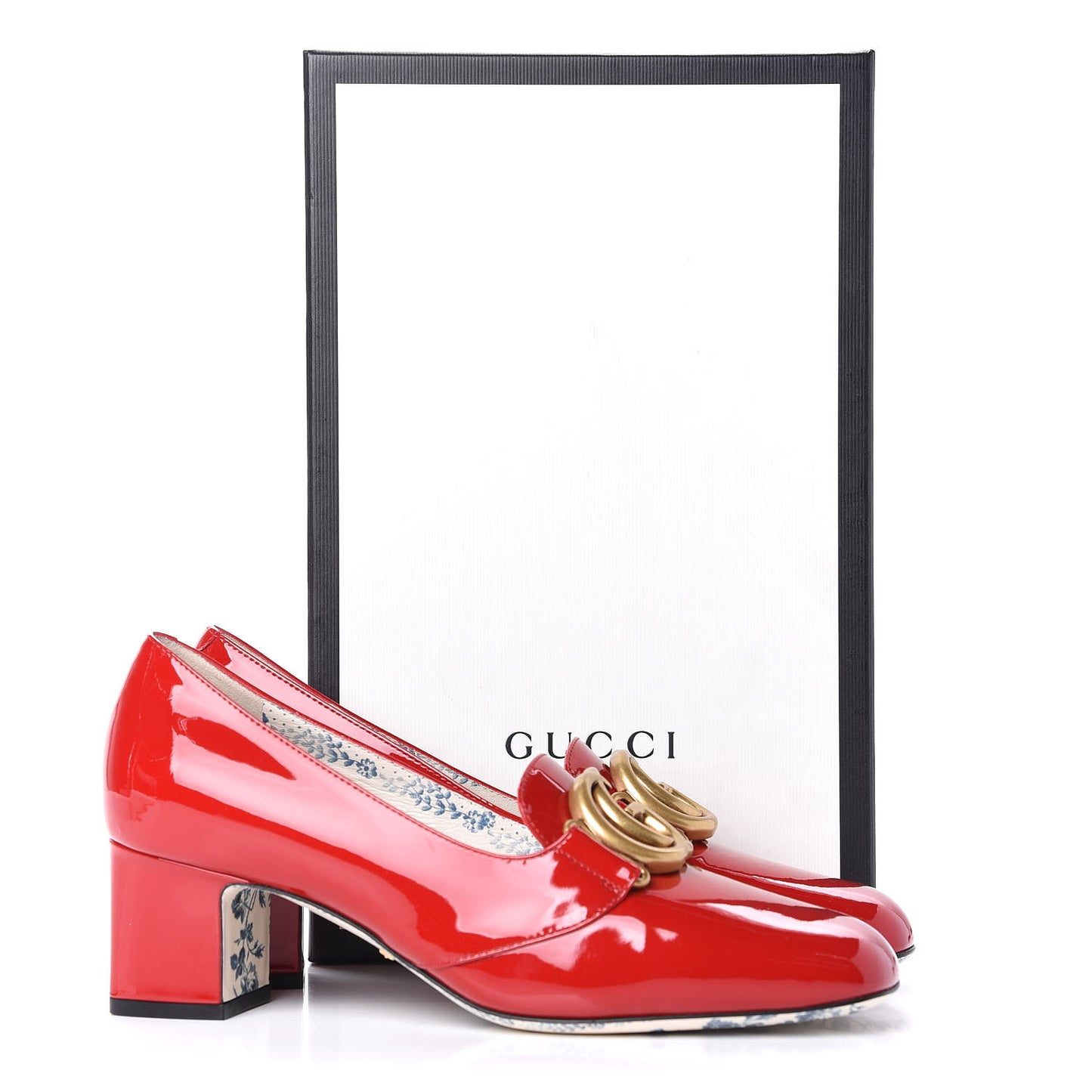 Vernice GG Victoire 55mm Loafer Pumps 38.5 Hibiscus Red
