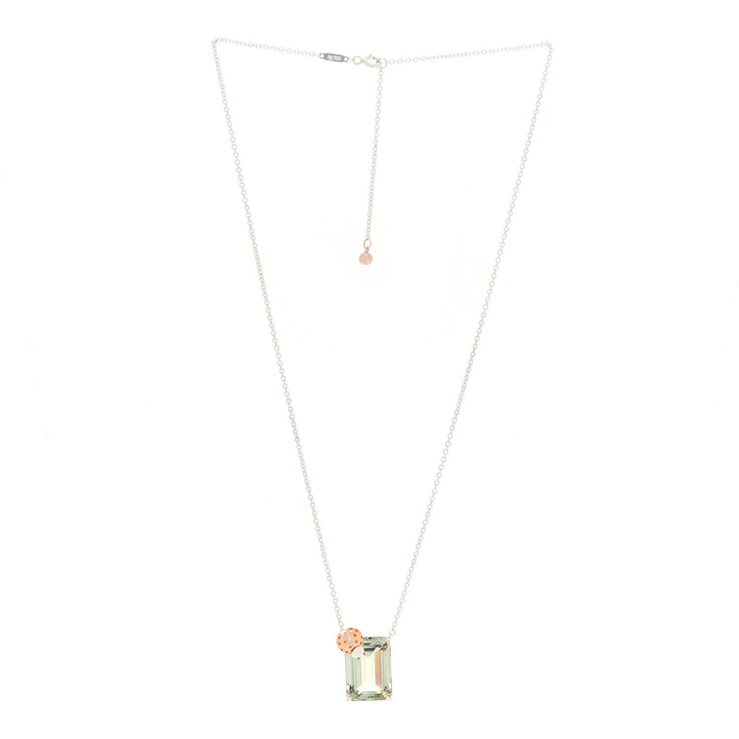 Tiffany Sterling Silver 18K Rose Gold Prasiolite Return to Tiffany Love Bugs Ladybug Necklace 3 of 7