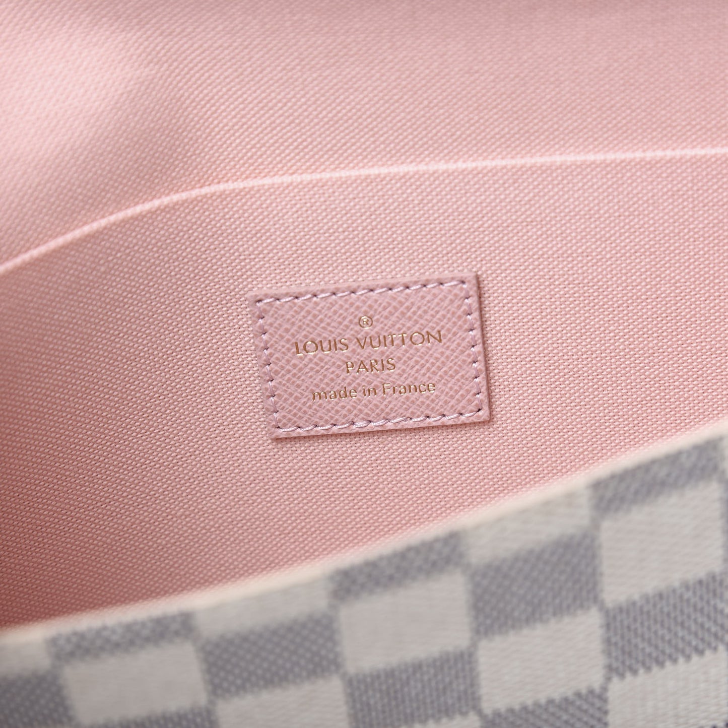 Damier Azur Pochette Felicie Chain Wallet Rose Ballerine