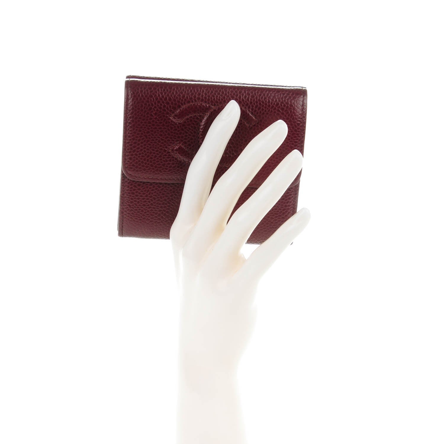 Chanel Caviar Timeless CC Compact Flap Wallet Dark Red 2 of 11