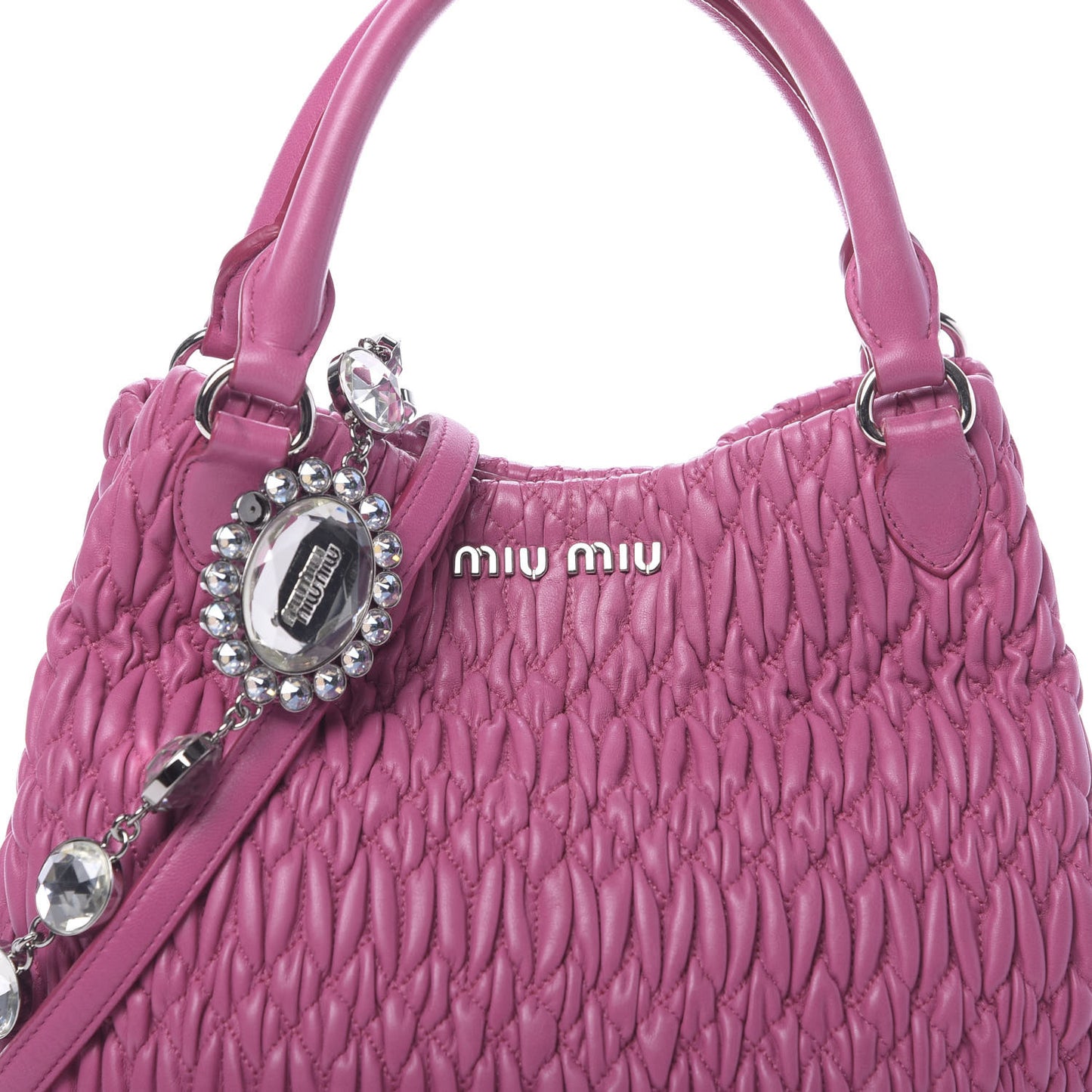 Nappa Matelasse Swarovski Crystal Tote Fuxia