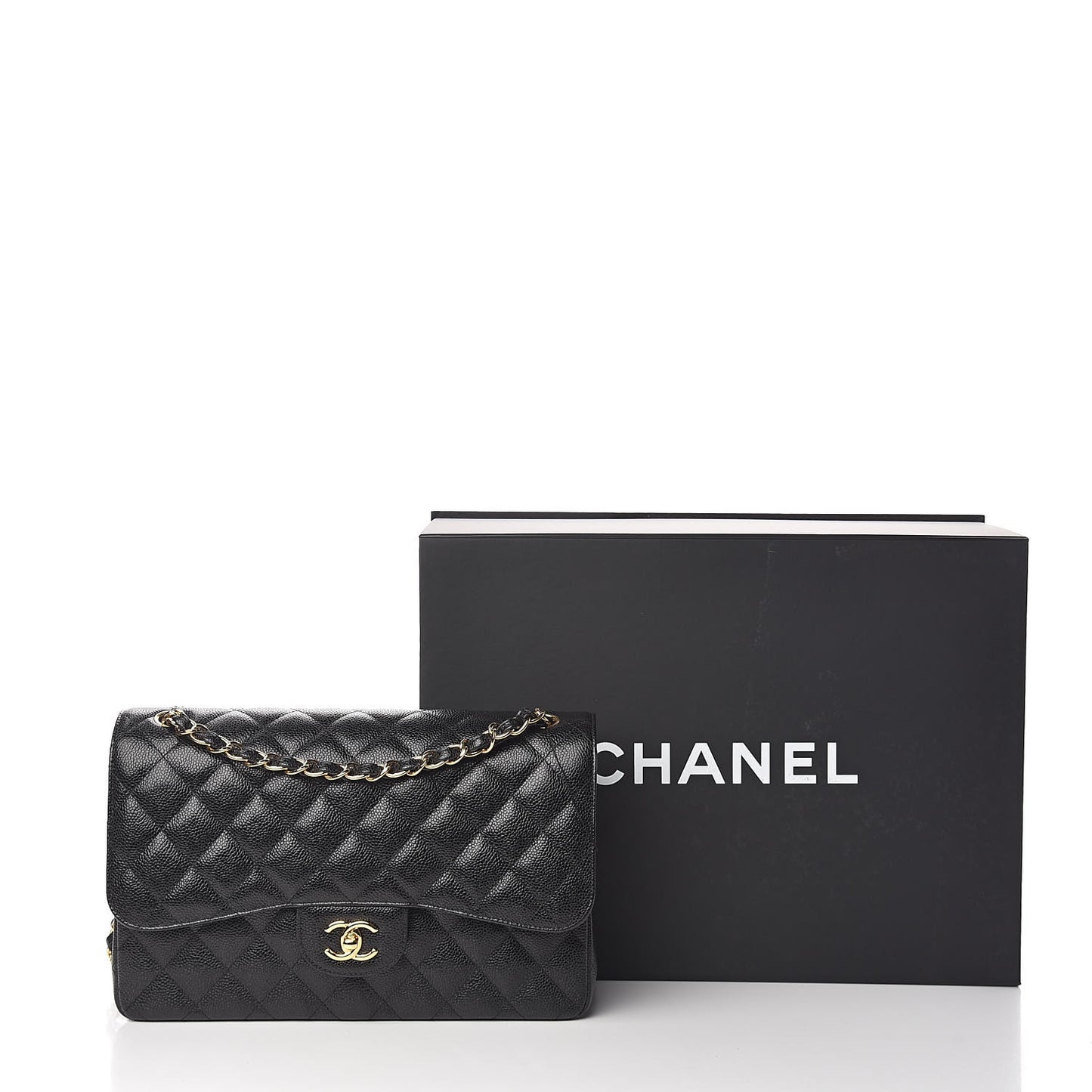 Caviar Quilted Jumbo Double Flap Black