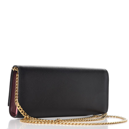 Prada Saffiano Metal Oro Chain Wallet Black 3 of 7
