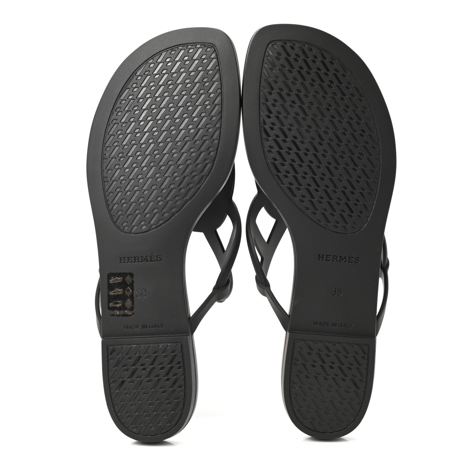 Hermes Rubber Womens Egerie Sandals 38 Black 5 of 9