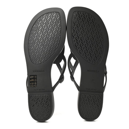 Hermes Rubber Womens Egerie Sandals 38 Black 5 of 9