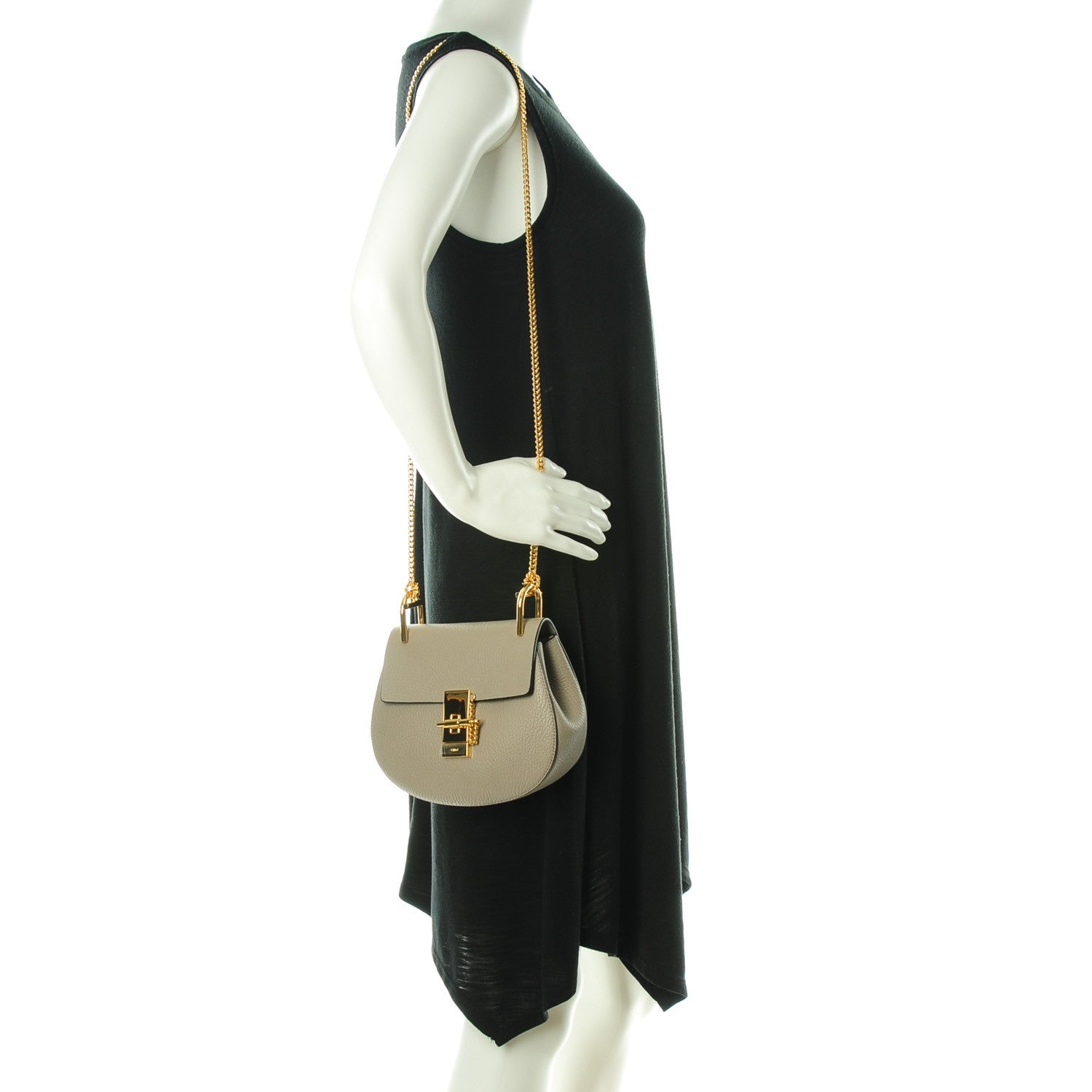 Chloe Grained Lambskin Mini Drew Shoulder Bag Motty Grey 2 of 8