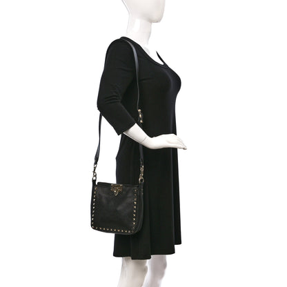 Valentino Garavani Pebbled Calfskin Mini Rockstud Flip-Lock Messenger Bag Black 2 of 8