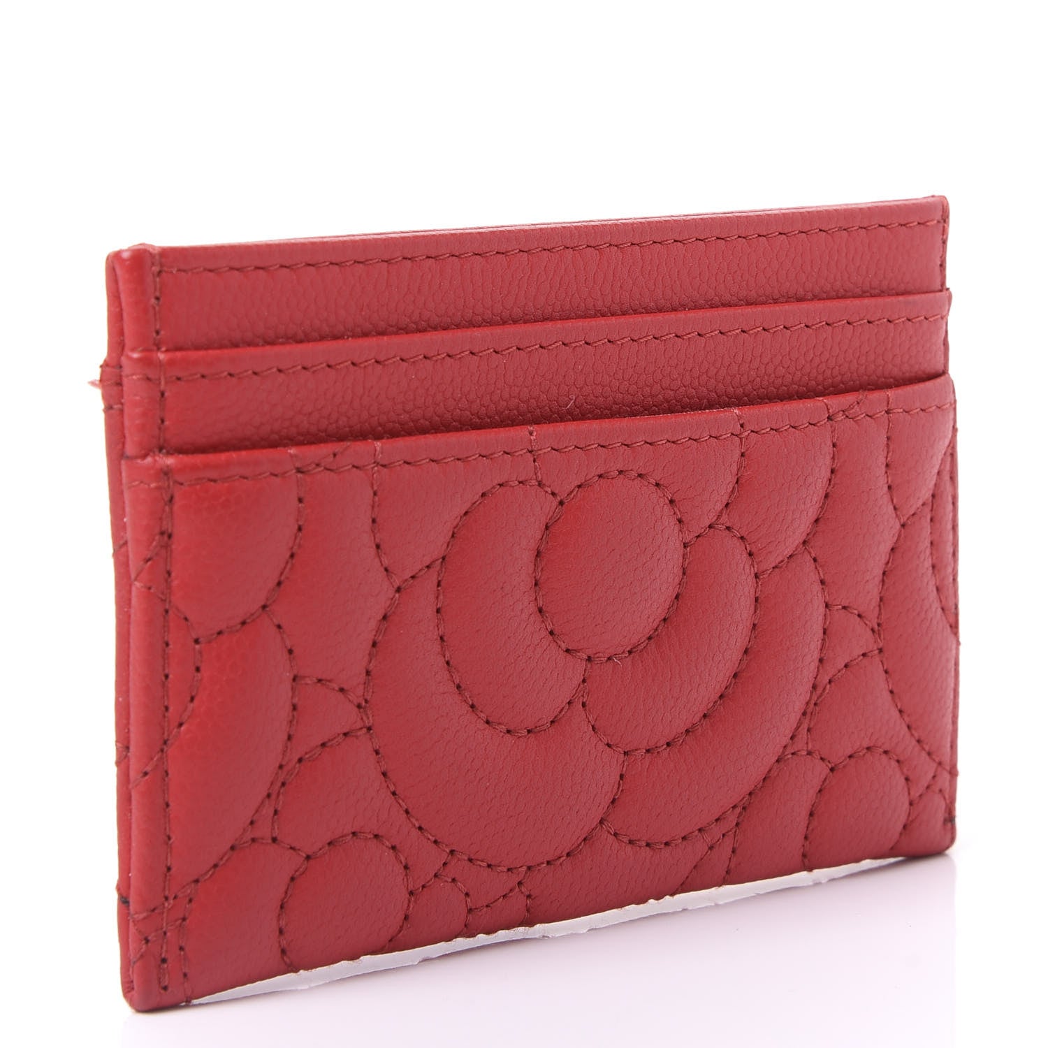Chanel Caviar Camellia Quilted Card Holder Red 2 of 12