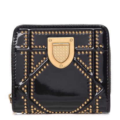 Christian Dior Patent Studded Diorama Small Wallet Black 1 of 11